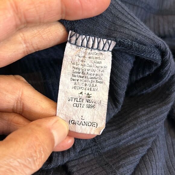 #480 n/t navy blue short sleeve ruffle hem dress size large - Picture 13 of 13